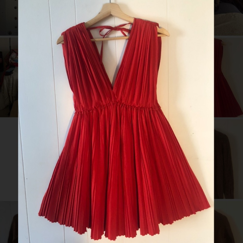 Pleated Poplin Dress